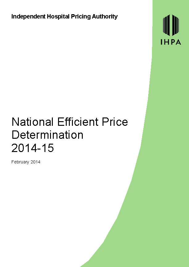 National Efficient Price Determination 201415 Resources IHACPA